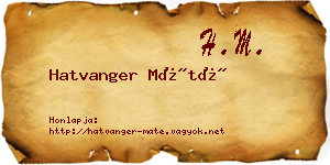 Hatvanger Máté névjegykártya