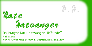 mate hatvanger business card